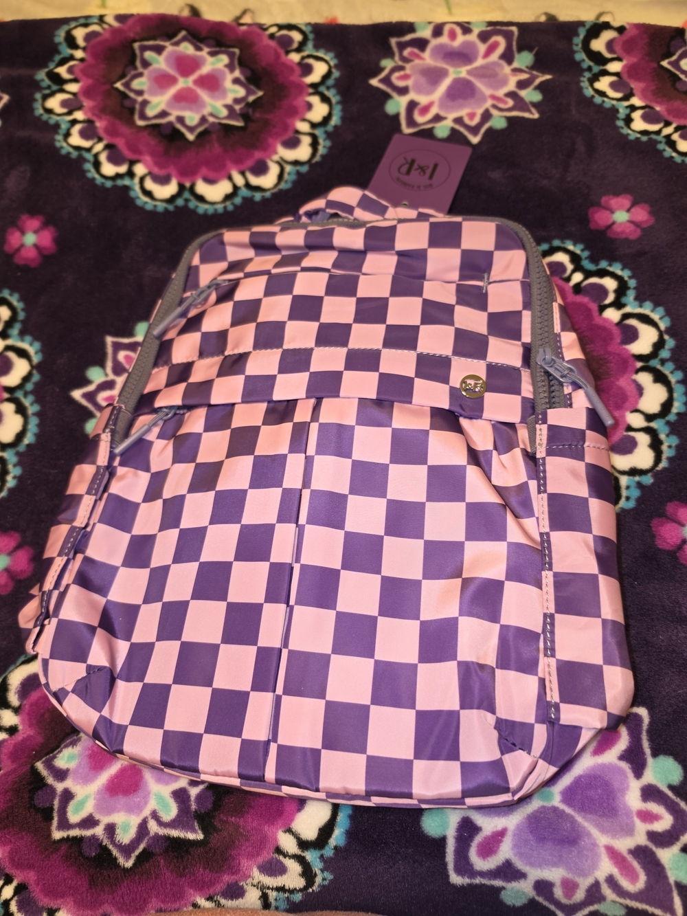 Checkered Purple & Pink Backpack by Iris And Rainbow